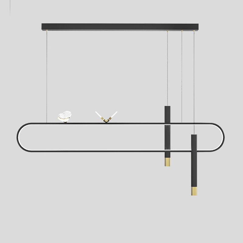 Linear Shape Island Lighting Ideas Contemporary Style Metal Island Pendants