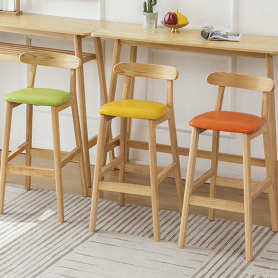 Industrial Backrest Armless Counter Stool Wood Cafe Bar Stool with Pedal and Cushion