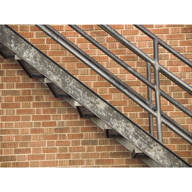 Contemporary Steel Stairway Mural Wallpaper Non-Woven Waterproof Khaki Wall Covering