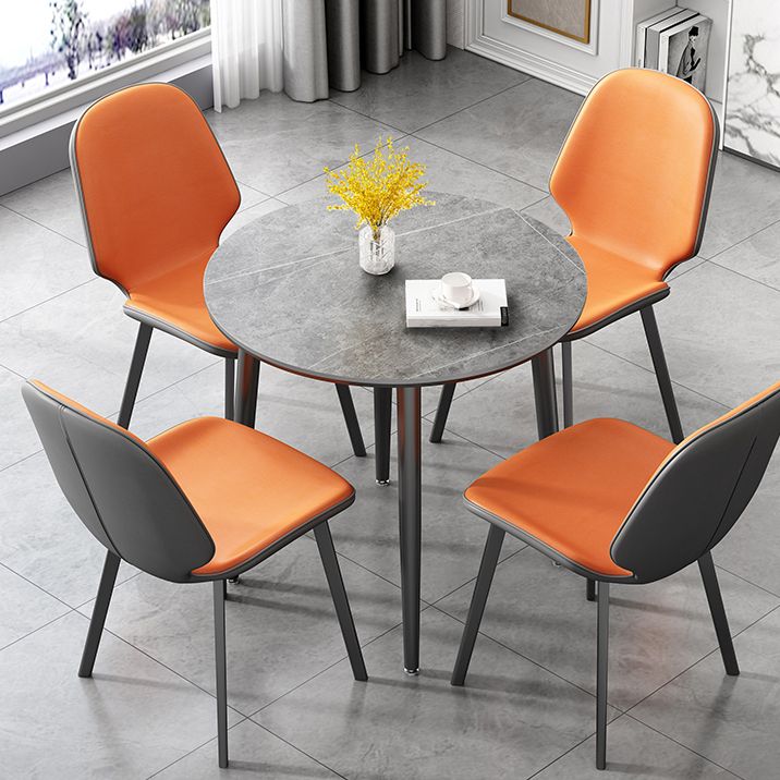 Mesa de comedor industrial de metal mesa de piedra sinterizada con 4 patas