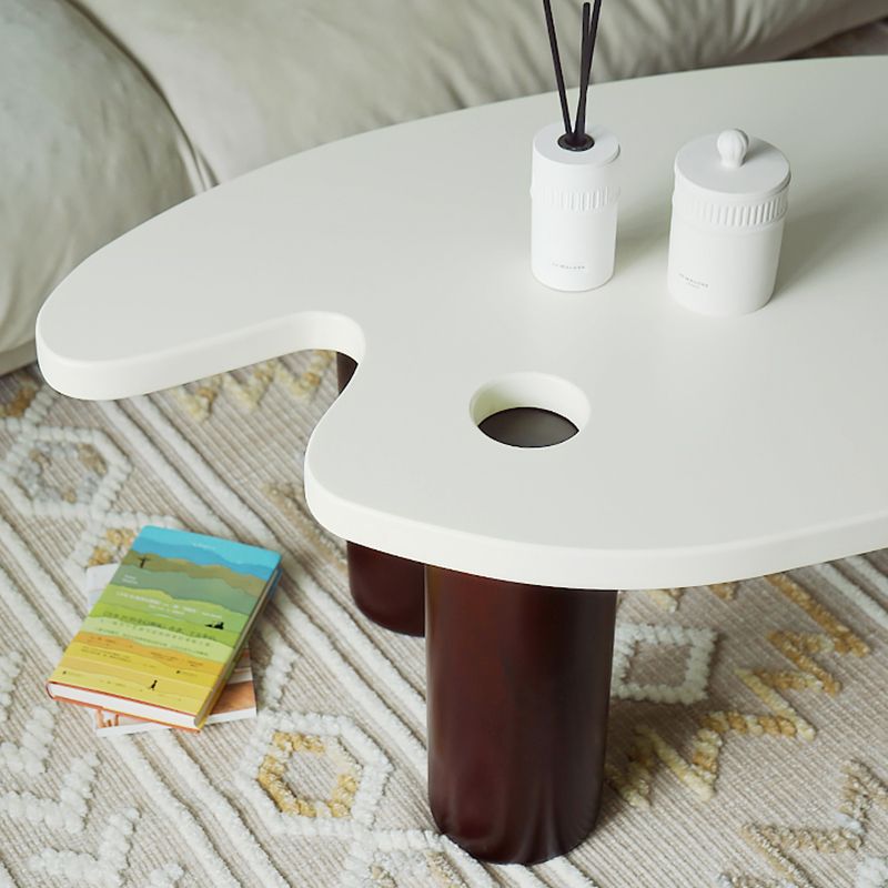 16"H Contemporary Coffee Table White 3 Legs Coffee Cocktail Table