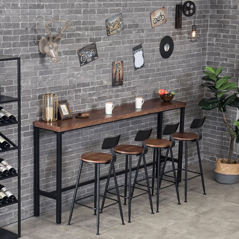 Indoor Industrial Style Barstool Iron 4 Legs Bar Stool with Pedal