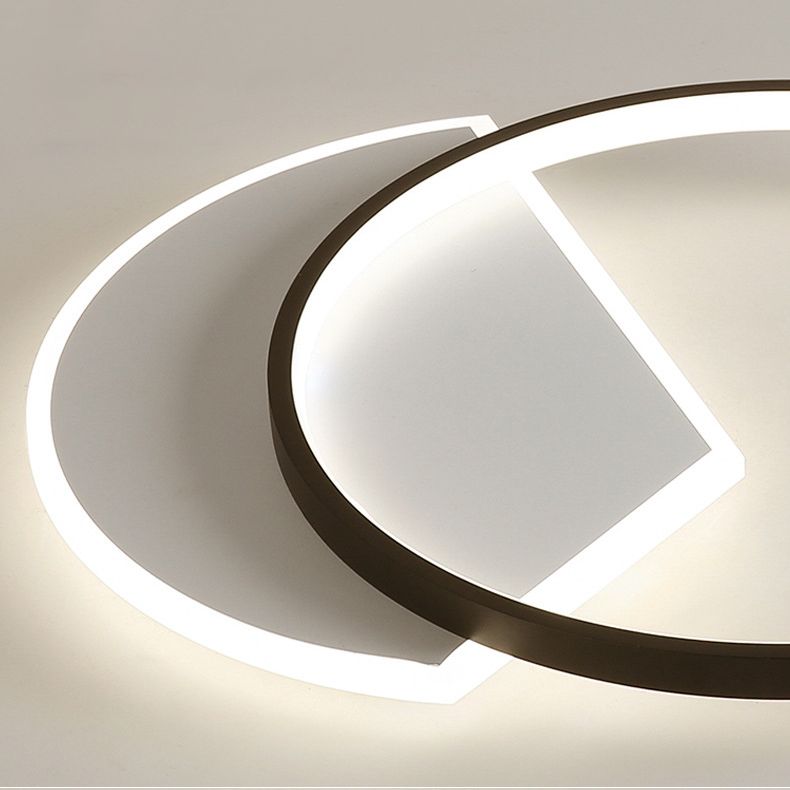 Luminaire encastré rond plafonnier de chambre à coucher LED en métal moderne, Noir et blanc