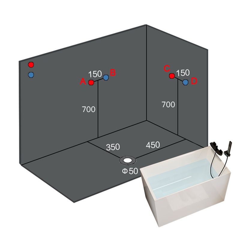Modern Acrylic Rectangular Soaking Bathtub 26.77" Tall White Bathtub