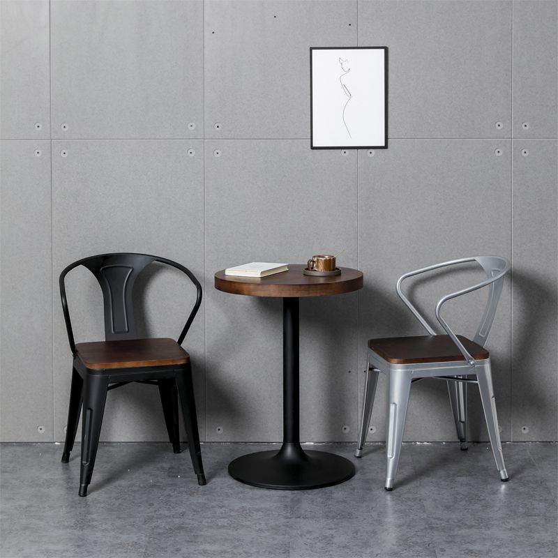 Chaise de salle à manger industrielle en métal, fauteuil empilable à dossier à lattes pour restaurant