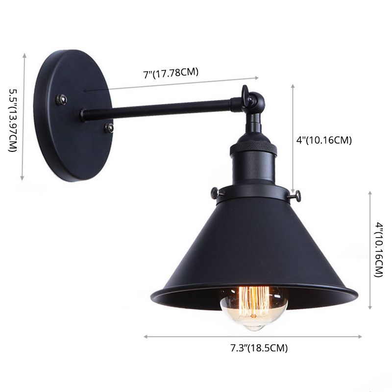 Cone Metal Shade Retro Mur Murce Single Bulbe Industrial Style Lighting Forwing For Restaurant Coffee Shop