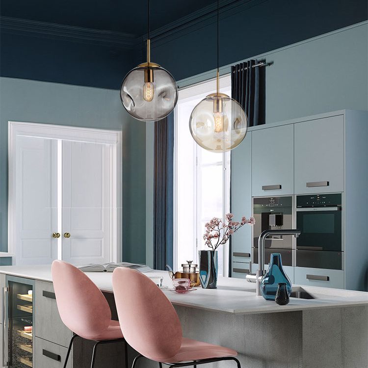 Plafond en verre transparent inégal Plafond Pendant Light Simplicité Contemporaine Mini lampe suspendue pour la cuisine du bar