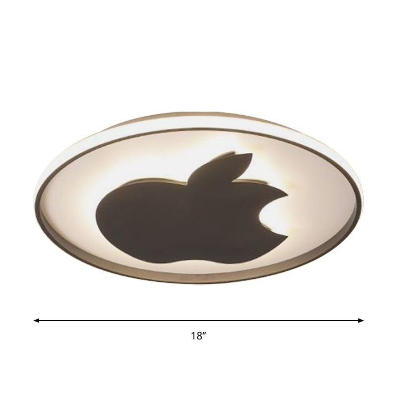 Modern Bitten Apple Flush Ceiling Light Acrylic LED Bedroom Flush Mount Lamp in Black