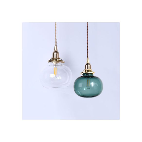 Modern Oval Pendant Light with Brass Lamp Socket Glass 1 Light Suspension Light for Cloth Shop