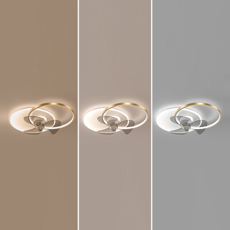 Simplicity LED Ceiling Fan Lamp Bedroom Semi Flush Mount Light Fixture