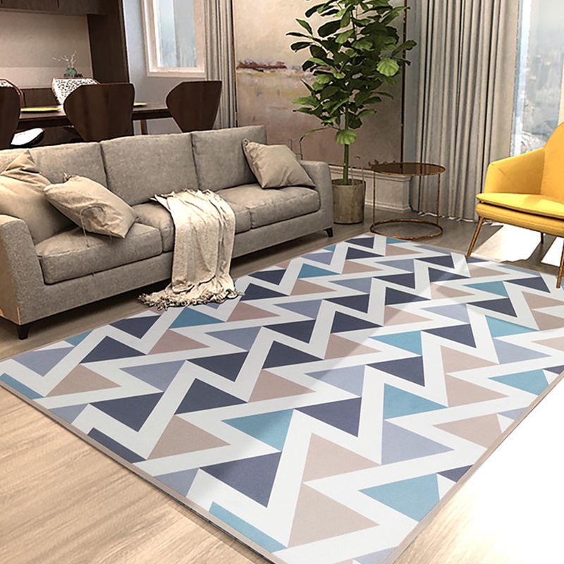Casual Zigzag Print Rug Morandi Color Polypropylene Indoor Rug Stain Resistant Non-Slip Carpet for Living Room