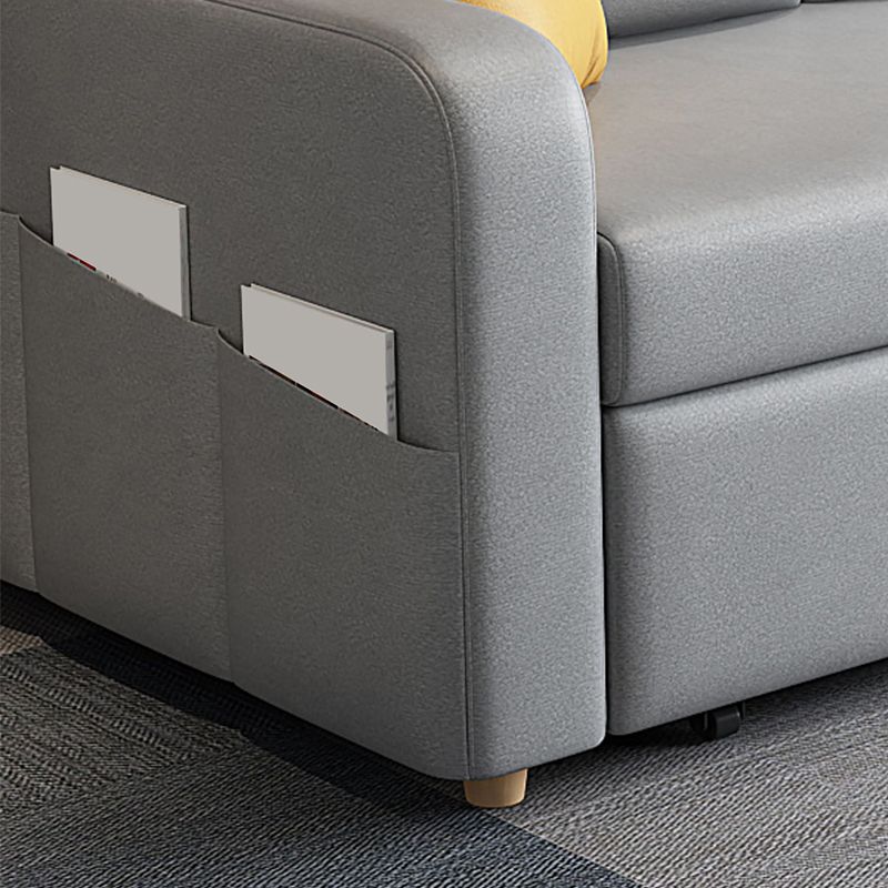 Contemporary Square Arms Sleeper Sofa Bonded Leather Futon Sleeper Sofa