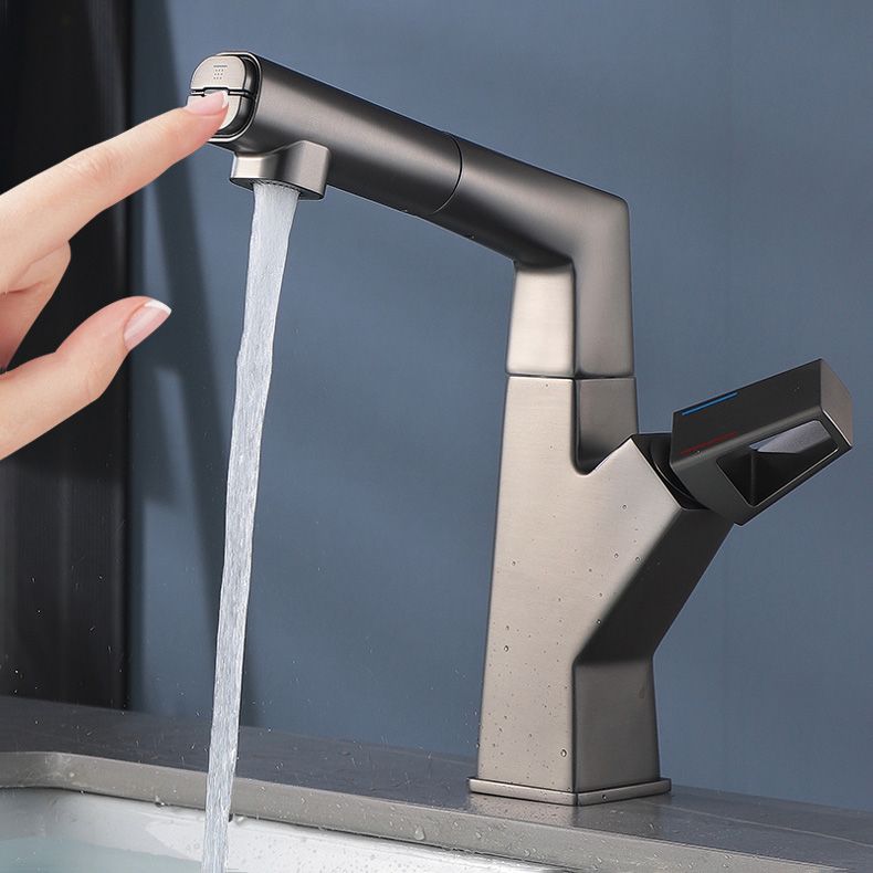 Bathroom Sink Faucet Lifting Lever Handle Pull-out Rotary Handle Faucet