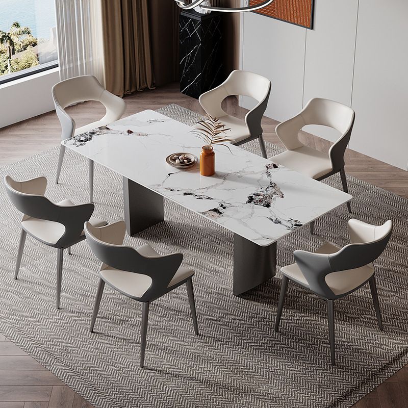 Modern Sintered Stone Top Dining Set Rectangle 1/2/4/5/7 Pieces Dining Table with Chairs