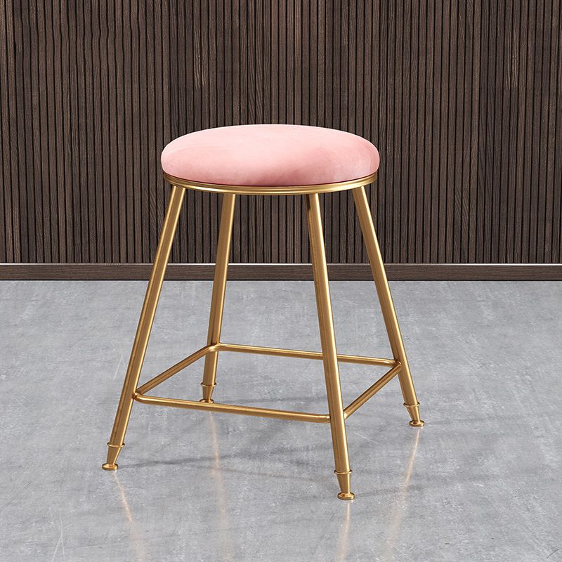 Contemporary Bar Stool Round Seat Barstool with Footrest and Metal Base
