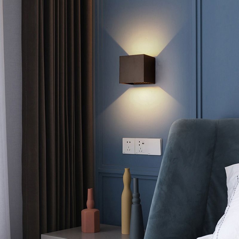 Contemporary Style Square Wall Mounted Light Metal 2 Lights Wall Washer Sconce