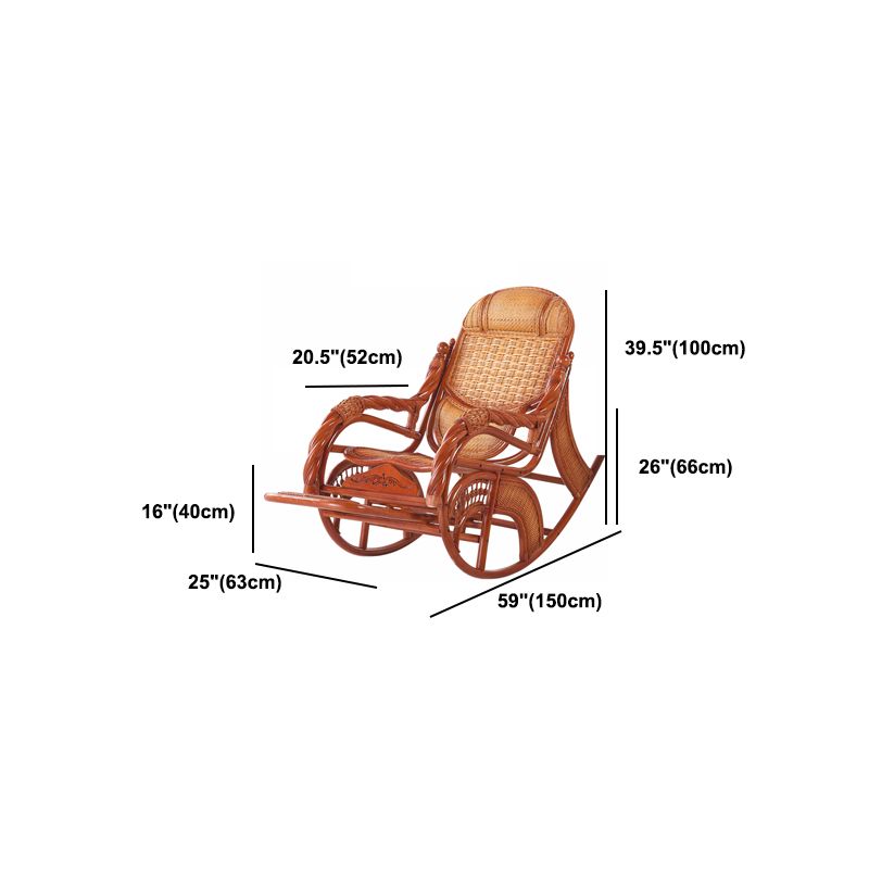 Traditional Spindle Rocking Accent Chair Tobacco Finish Rocker Chair Reclining