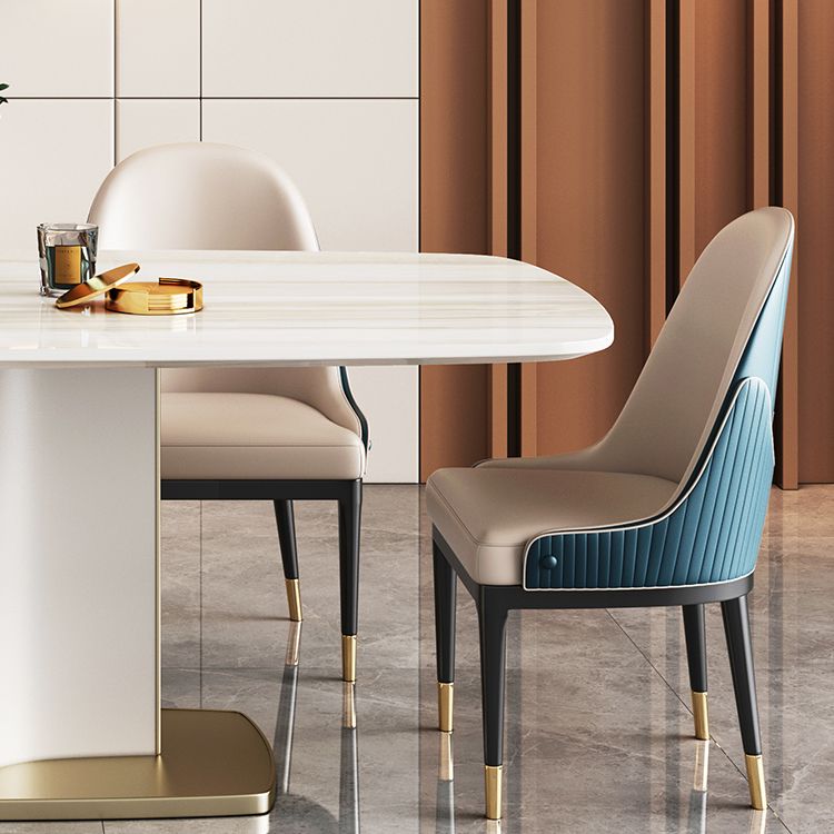 Modern Style Marble Table with White Table and Pedestal Base for Home Use