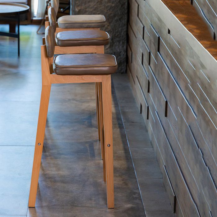 Contemporary Bar-stool Square Counter Bar Stool with Wooden Legs for Kitchen