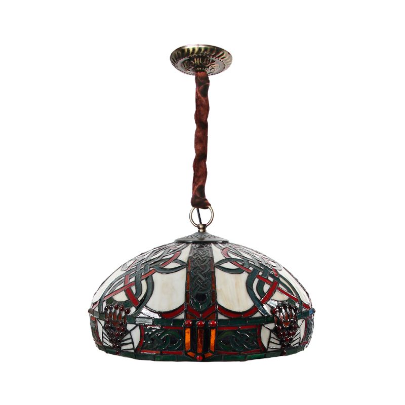 Brasse en laiton tachée vers le bas de l'éclairage à 3 têtes de lustre baroque Light avec Jewel Deco
