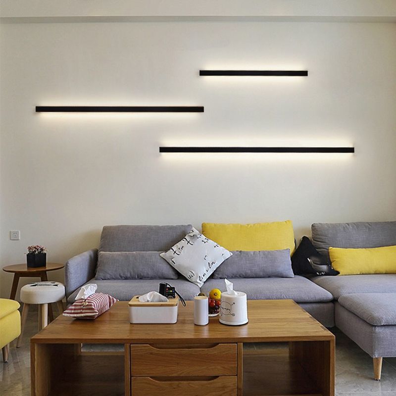 Metal Linear Shape Wall Mount Lighting Modern 1 Light Wall Mounted Light Fixtures