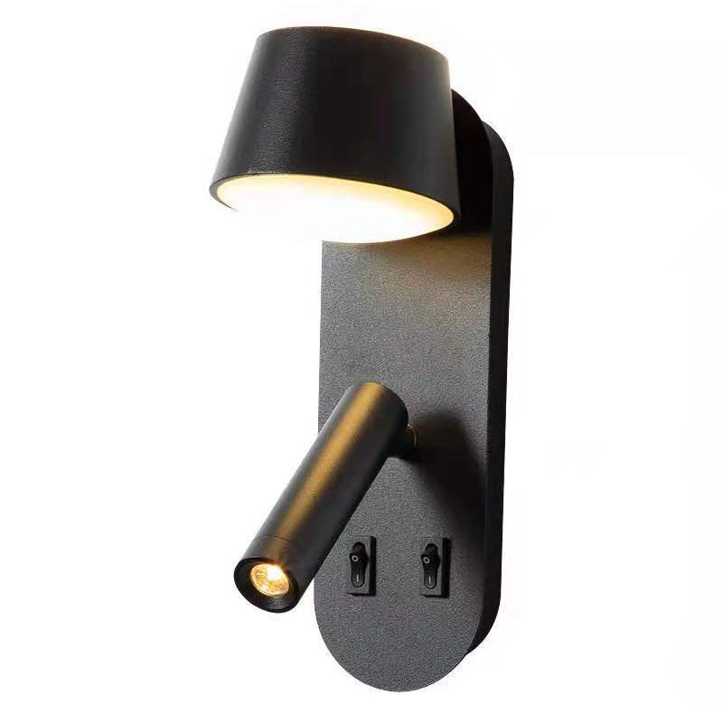 Modern Minimalist Style Shaded Sconce Light Fixtures Metal 2 Lights Wall Sconce for Bedroom