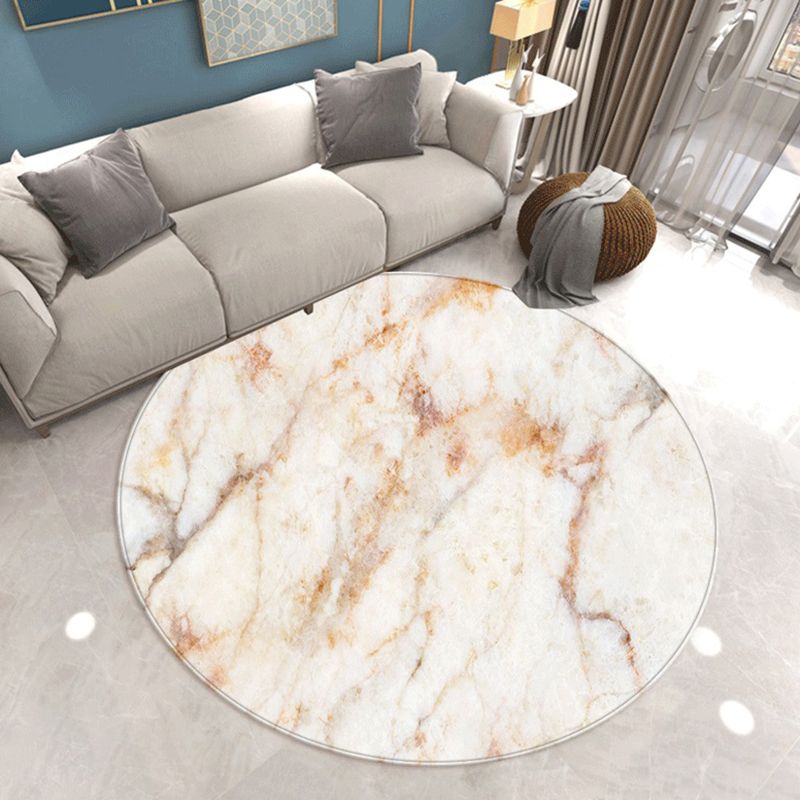 Abstract Printing Area Rug Polyester Round Carpet Non-Slip Backing Rug for Living Room