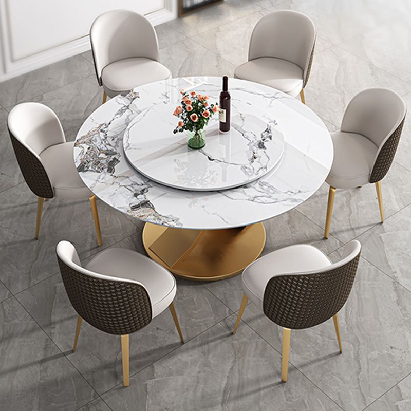 Contemporary Round Dining Table Stone Dinner Table for Home Kitchen
