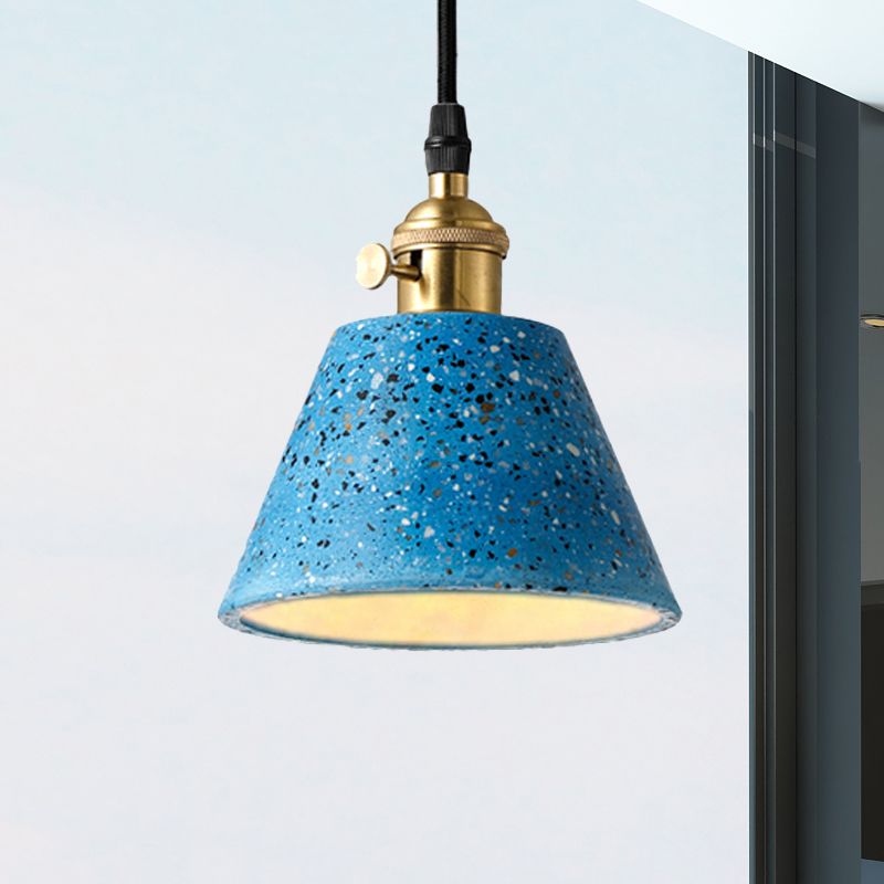 1 iluminación colgante de luz con tono de hormigón de cono en estilo nórdico negro/azul/verde colgante