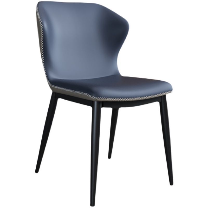 Chaise de salle à manger en cuir de style contemporain, chaise latérale à oreilles pour usage domestique
