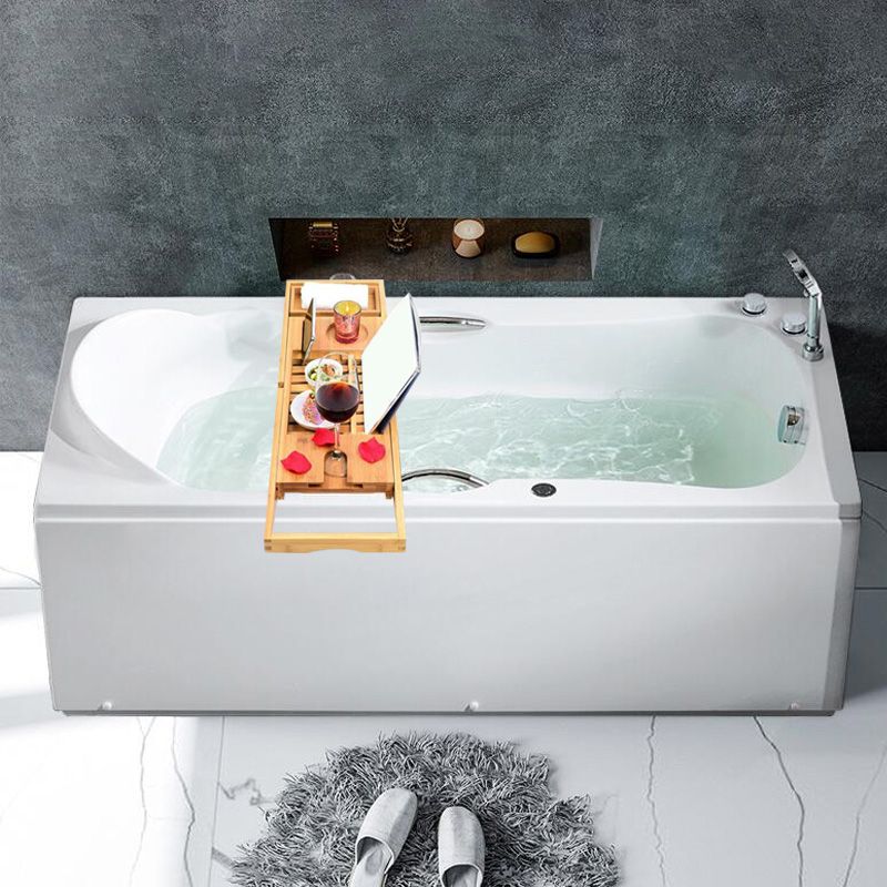 Modern Rectangular White Bathtub Back to Wall with Drain Bath Tub