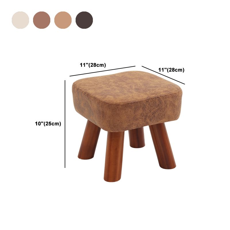 Stain Resistant Square Ottoman Solid Color Leather Standard for Living Room