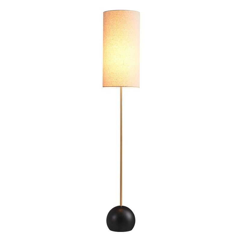 Lámpara de tela en forma de cilindro de luz de piso de una sola bombilla para sala de estar para sala de estar