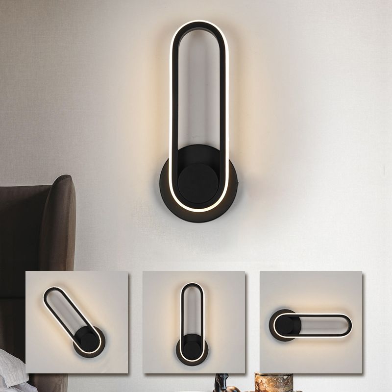 Modern Creative LED Rotatable Wall Lamp Wrought Iron Oblong Wall Sconce with Silicone Shade