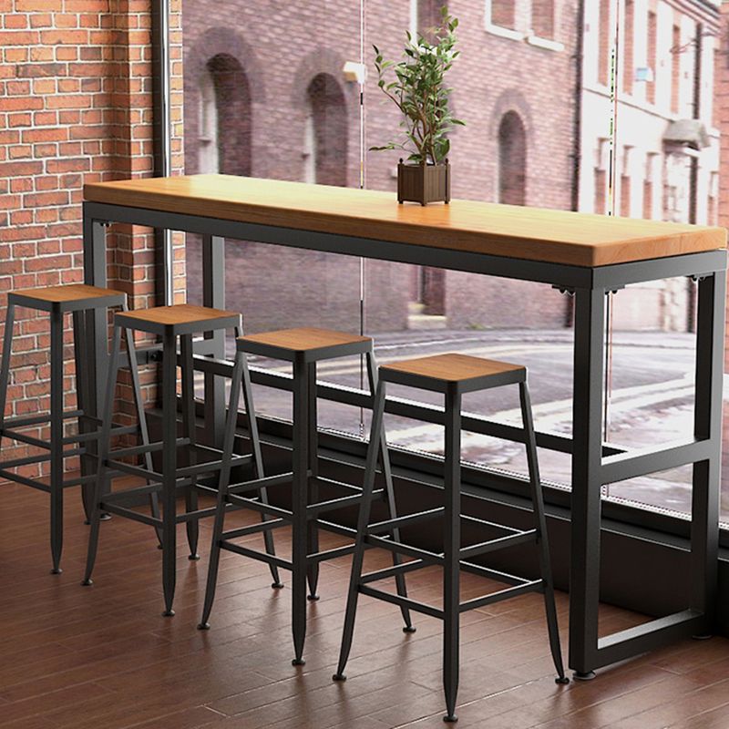 Taburete de bar interior de madera maciza de metal contemporáneo con respaldo