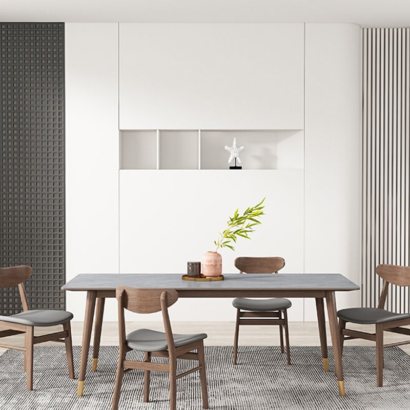 Mesa de comedor gris de cocina Mid-Century Mesa de comedor rectangular de piedra sinterizada con 4 patas