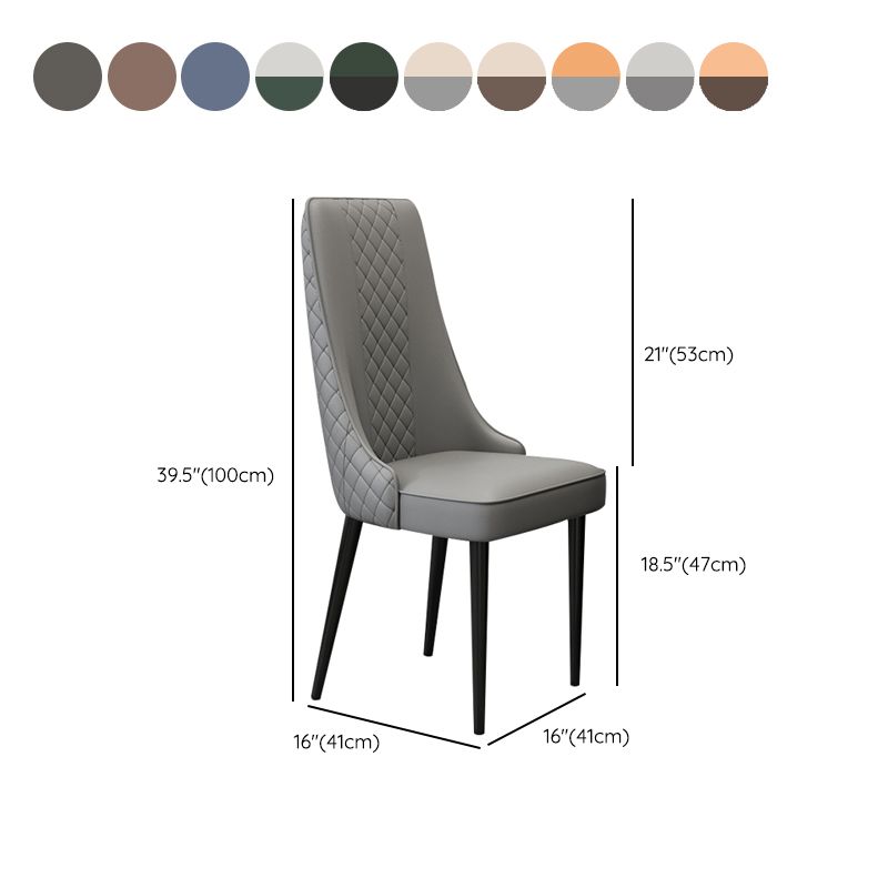 Glam Style Side Chair Leather Parsons Indoor Dining Chair for Living Room