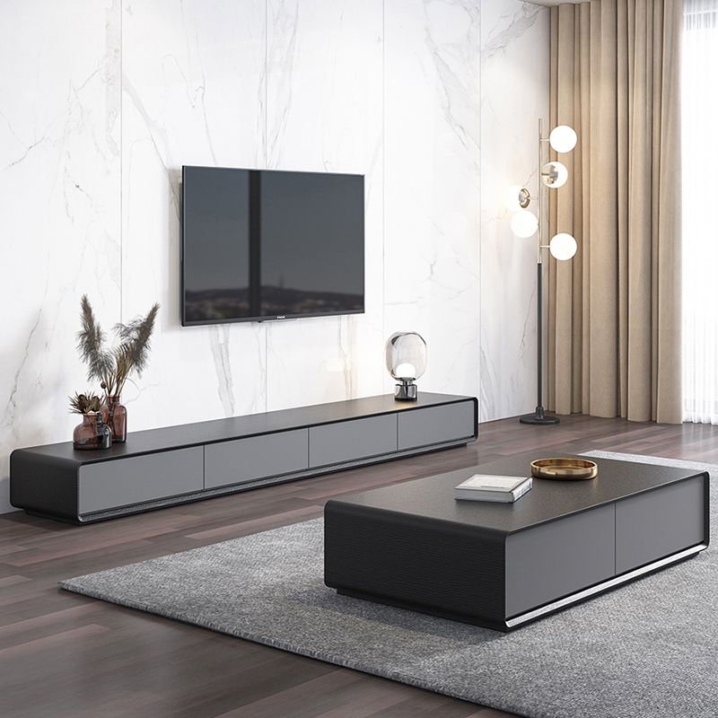 Wooden Enclosed Storage TV Stand Industrial Home TV Cabinet with Drawers