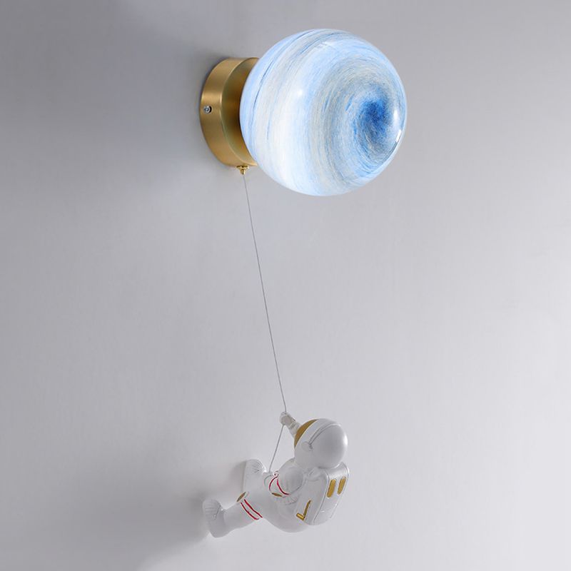 Children Metal Wall Light Flush Mount Globe Shaded Lighting for Dining Room
