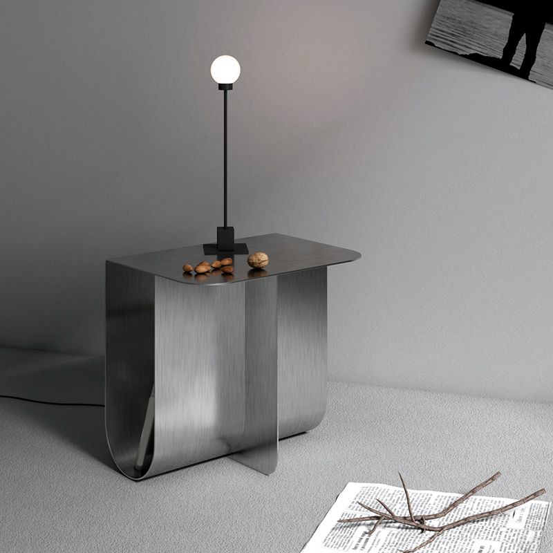 Metal Rectangle Top Side Table 14.96" Tall Abstract Base End Table with Storage