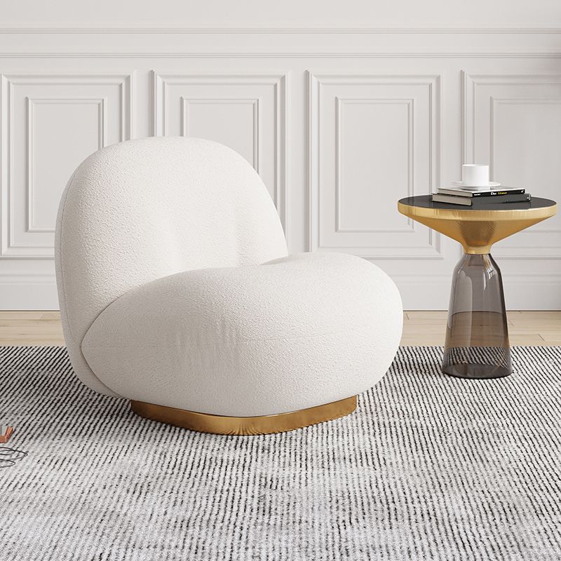 Solid Wood Chair Round Base Style Lounge Accent Chair for Living Room