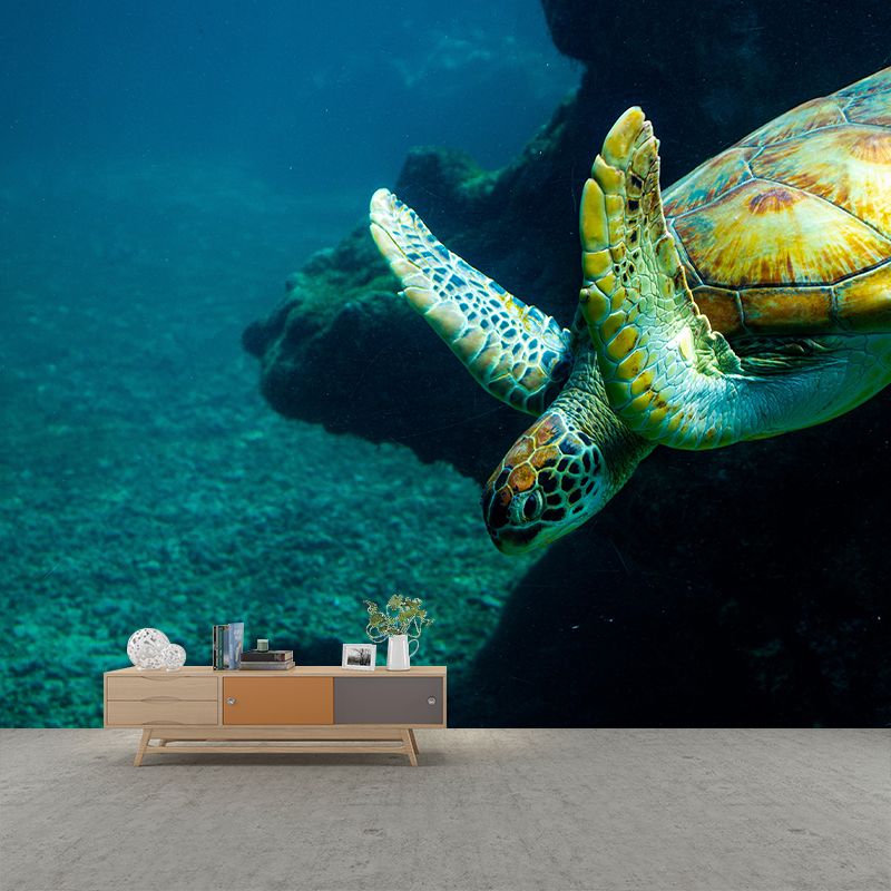 Fancy Wall Mural Sea Turtle Patterned Sitting Room Wall Mural