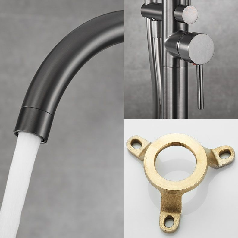 Contemporary Style Freestanding Faucet Copper Floor Mounted Freestanding Faucet