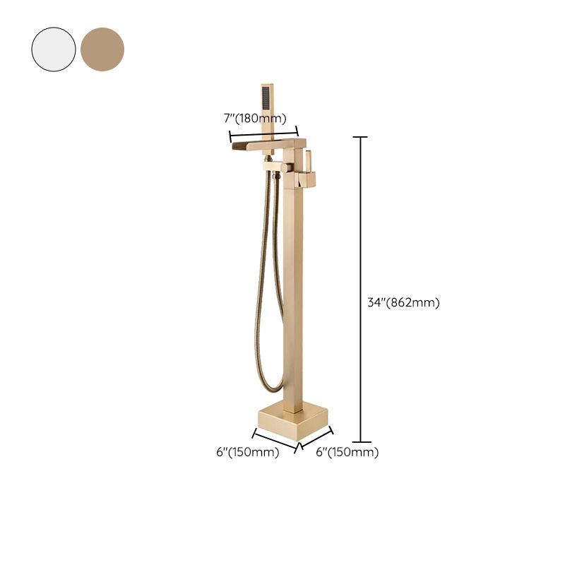 Floor Mounted Metal Freestanding Tub Filler Swivel Freestanding Faucet with Hose