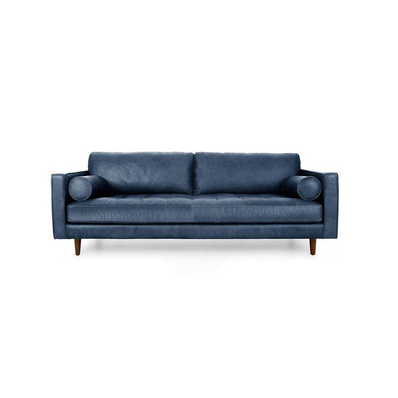Craftsman Faux Leather Square Tufted Sofa for Living Room 65H