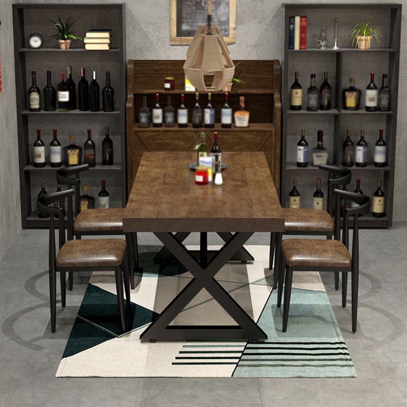 Stile industriale Tavolo da pranzo in pino da pino tavolo da rettangolo con base di cavalletto