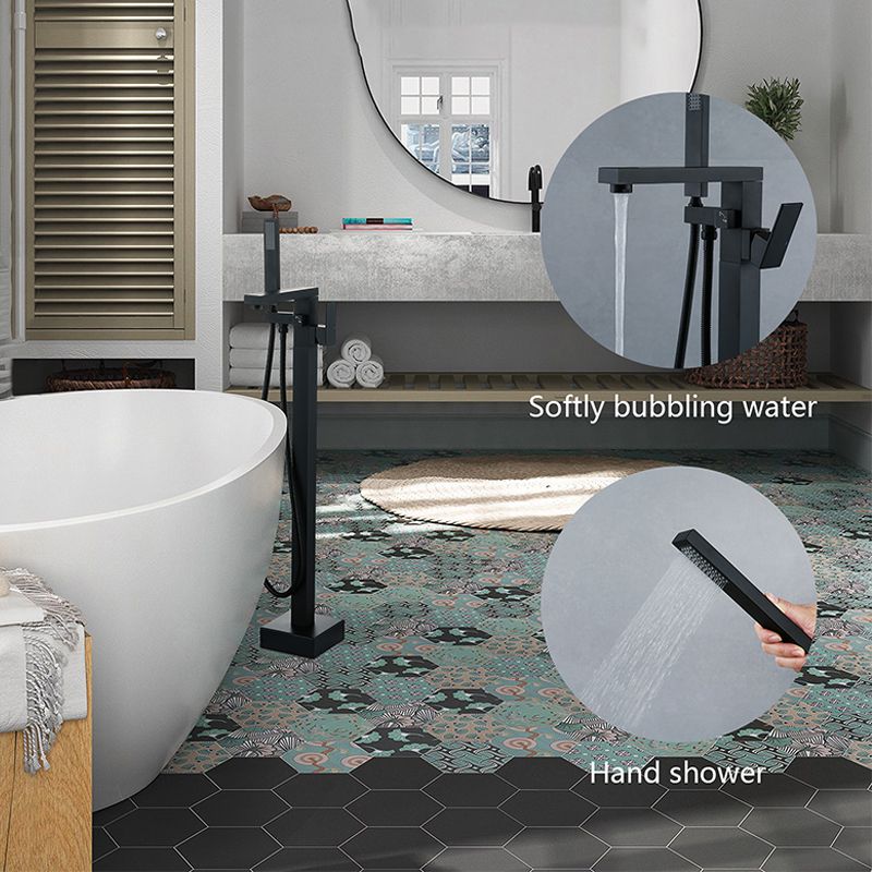 Floor Mounted Metal Freestanding Tub Filler Swivel Freestanding Faucet with Hose