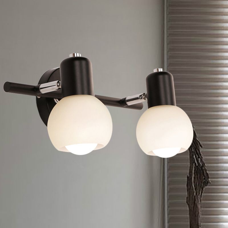 Globe Living Vanity Sconce Light Metal and Milk Glass 2/3 Lights Contemporary Wall Lightture en noir