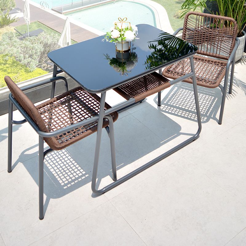 Modern 1/3 Pcs Dining Set Glass Rectangular Dining Table Set