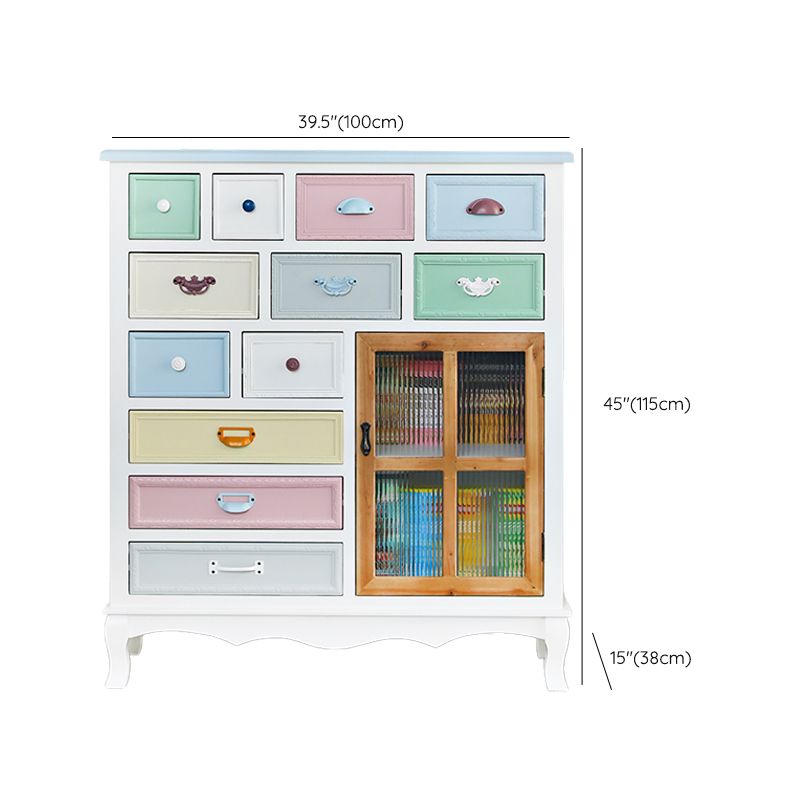 Coastal Storage Chest Dresser Manufactured Wood Dresser with Drawers and Doors